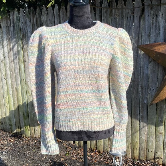 NEW LoveShackFancy Aquarius Wool Blend Puffed Sleeve Pullover Sweater NWT - Picture 4 of 10